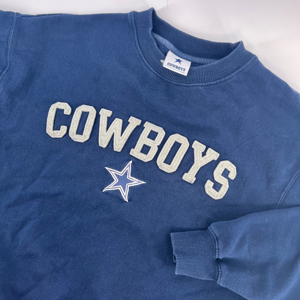 Dallas Cowboys Sweatshirt Mens Medium Navy Blue Crewneck Authentic Apparel Star